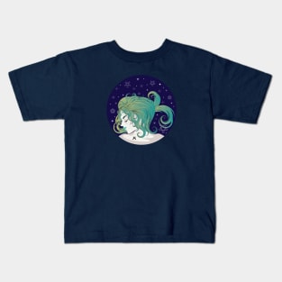 Pisces girl with green hair Kids T-Shirt